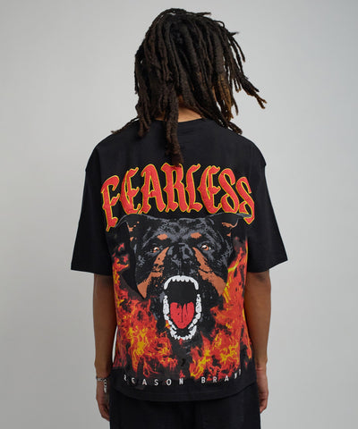 Fearless Oversized Short Sleeve Graphic Tee - Black