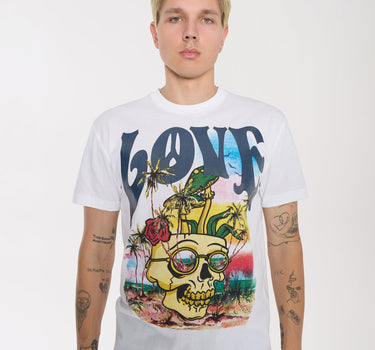 Love Hate Front & Back Print Short Sleeve Tee - White