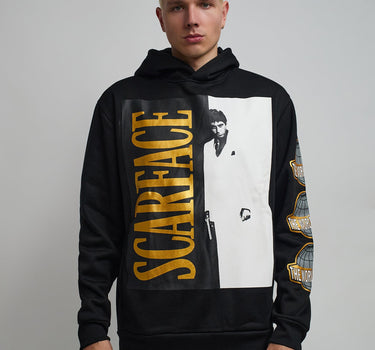 Scarface Gold Foil Sleeve Print Hoodie - Black