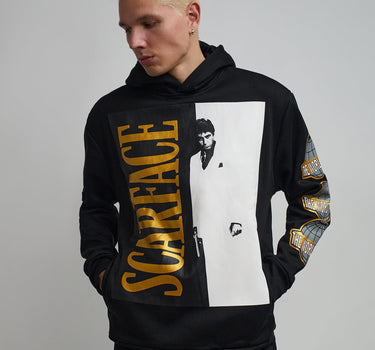 Scarface Gold Foil Sleeve Print Hoodie - Black