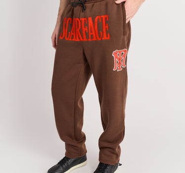 Scarface White Suit Embroidered Joggers - Brown