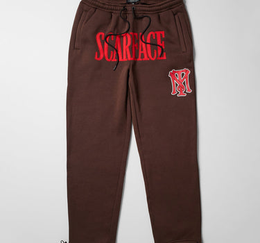 Scarface White Suit Embroidered Joggers - Brown