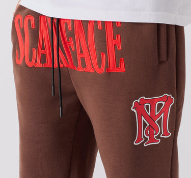 Scarface White Suit Embroidered Joggers - Brown
