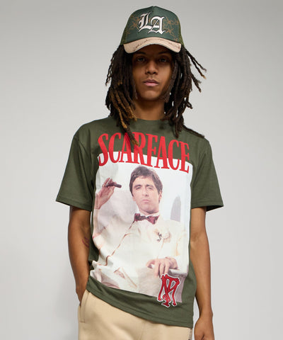 Scarface White Suit Short Sleeve Tee - Olive Green