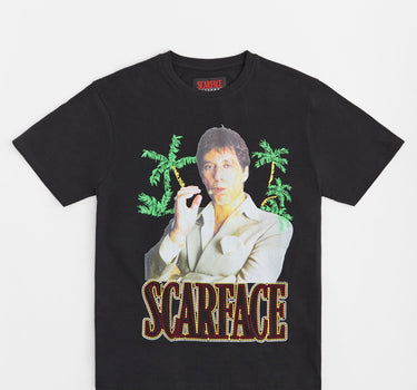 Plus Size Scarface Rhinestone Short Sleeve Tee - Black
