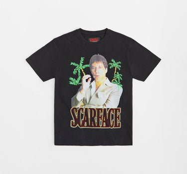 Plus Size Scarface Rhinestone Short Sleeve Tee - Black