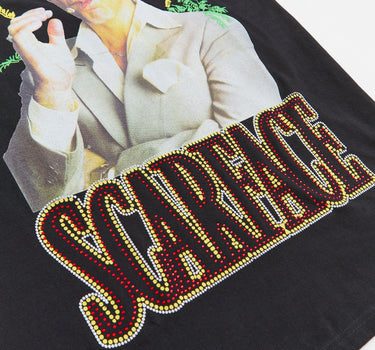 Plus Size Scarface Rhinestone Short Sleeve Tee - Black