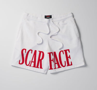 Scarface Fleece Glitter Sugar Print Shorts - White