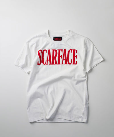 Plus Size Scarface Logo Caviar Print Short Sleeve Tee - White