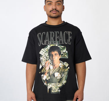 Scarface Money Rhinestone Short Sleeve Tee - Black