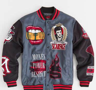 Scarface Money Power Varsity Jacket - Grey