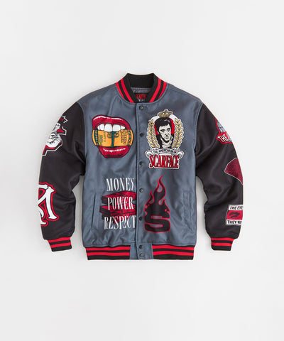 Scarface Money Power Varsity Jacket - Grey