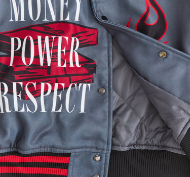 Scarface Money Power Varsity Jacket - Grey