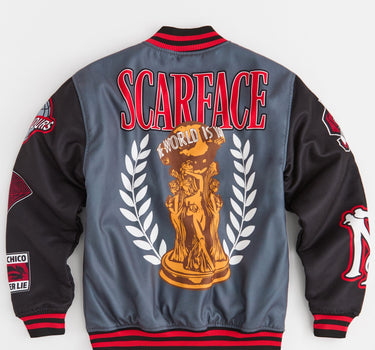 Scarface Money Power Varsity Jacket - Grey