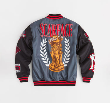 Scarface Money Power Varsity Jacket - Grey