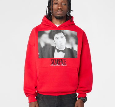 Scarface Photo Embroidered Hoodie - Red