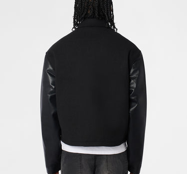 Scarface Wool Jacket in Vegan Leather Sleeves - Black