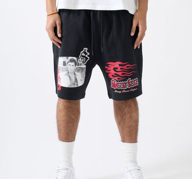 Scarface Money Power Respect Embroidered Fleece Short - Black