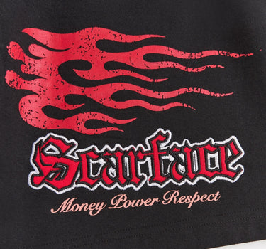 Scarface Money Power Respect Embroidered Fleece Short - Black