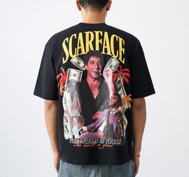 Scarface The World Is Yours Embroidered Short Sleeve Tee - Black