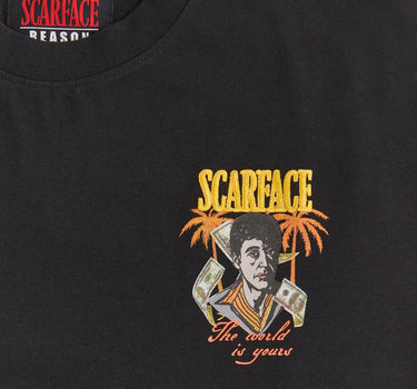Scarface The World Is Yours Embroidered Short Sleeve Tee - Black