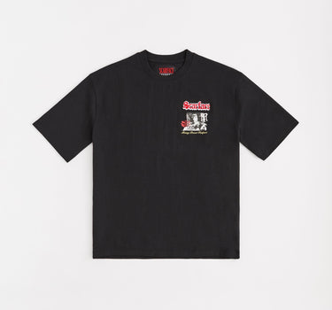 Scarface Embroidery Large Back Print Short Sleeve Tee - Black