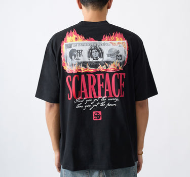 Scarface Get The Money Embroidered Short Sleeve Tee - Black