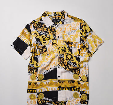 Medusa Gold Chain Short Sleeve Woven Shirt