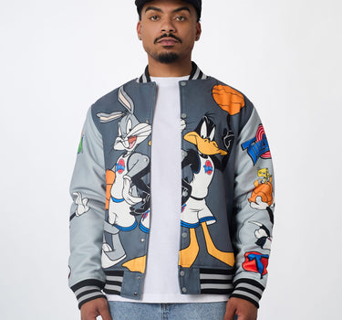 Space Jam Chenille Varsity Jacket - Grey