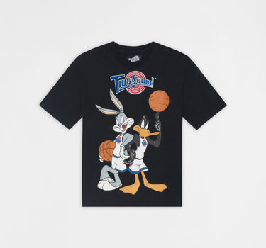 Space Jam Daffy Bugs Applique Short Sleeve Tee - Black