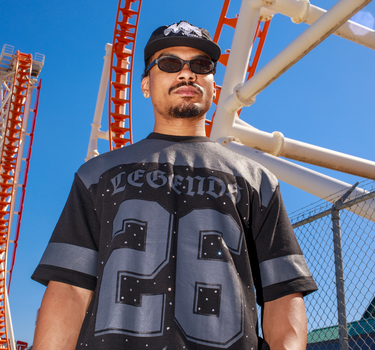 Football Rhinestones Short Sleeve Tee - Black