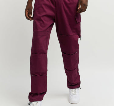 Luther Cotton Utility Multi Pocket Pants - Burgundy