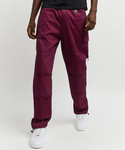 Luther Cotton Utility Multi Pocket Pants - Burgundy