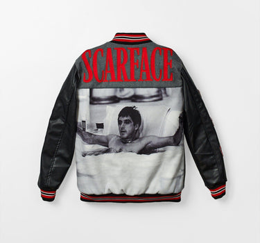 Scarface The World Varsity Jacket PU - Black And Grey