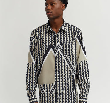 Geo Print Long Sleeve Woven Shirt