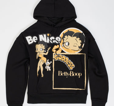 Women Betty Boop Golden Hoodie - Black