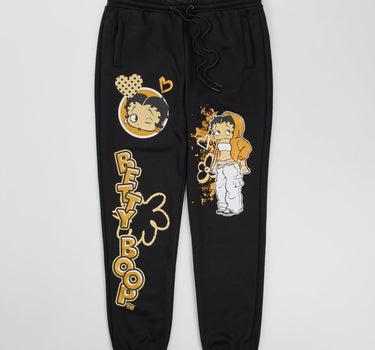 Betty Boop Golden Jogger Pants - Black