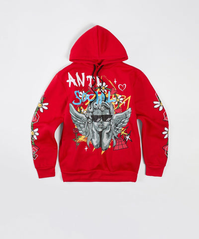 Women Anti Social Hoodie Crewneck - Red