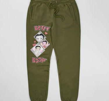 Betty Boop Jogger Pants - Olive Green