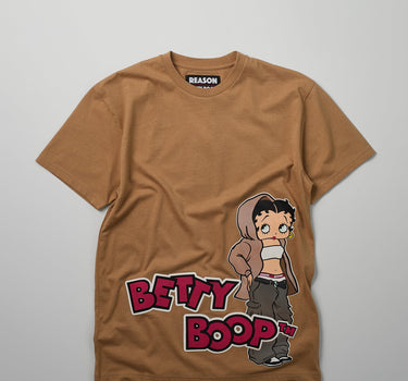 Betty Boop Side Print Short Sleeve Tee - Khaki