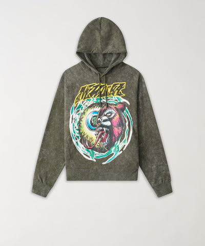 Mishka Washed Graphic Print Hoodie - Olive Green