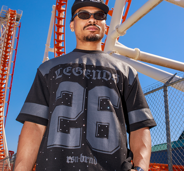 Football Rhinestones Short Sleeve Tee - Black