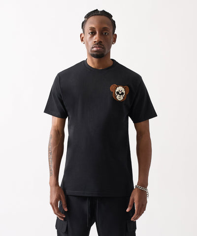 Chest Hit Grizzly Embroidered Short Sleeve Tee - Black