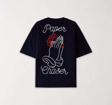 Paper Chaser Embroidered Short Sleeve Tee - Black