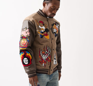 Beyond Reality Varsity Jacket PU - Khaki