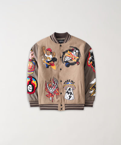 Beyond Reality Varsity Jacket PU - Khaki