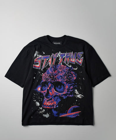 Stay True World Tour Oversized Front And Back Print Tee - Black