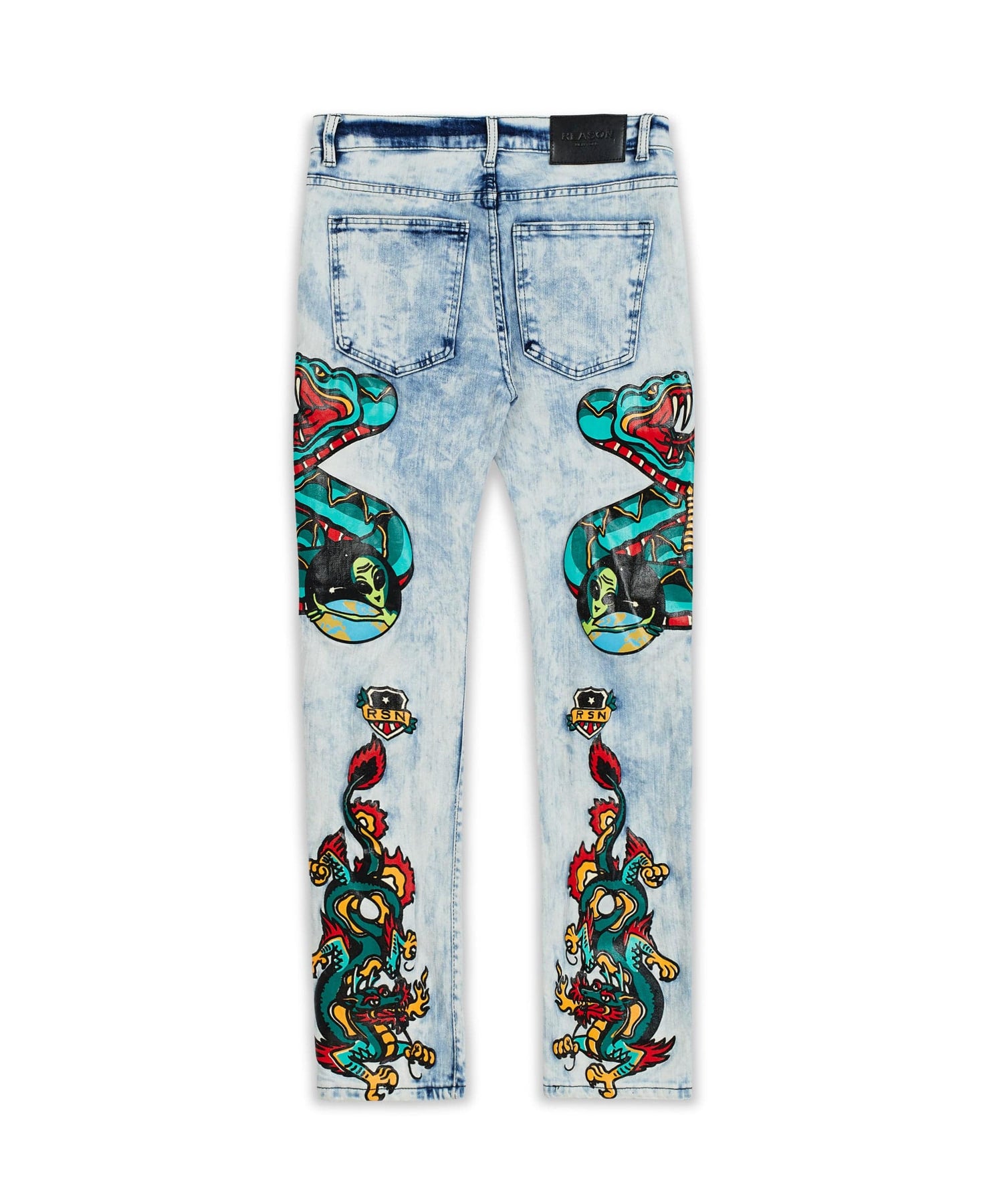 Tattoo Alien Graphic Print Slim Fit Denim Jeans – Reason Clothing