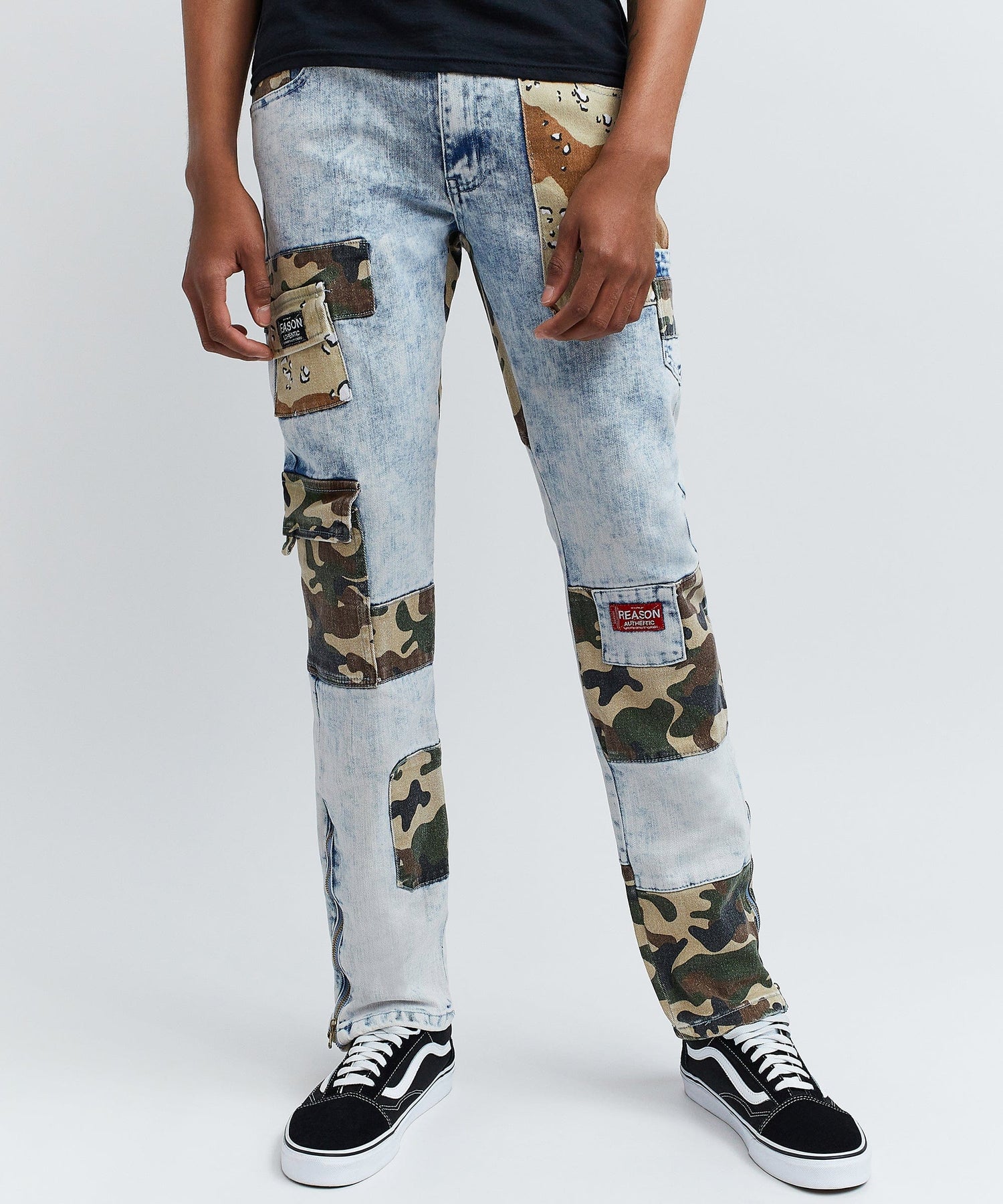Reason Men's Camo Patchwork Jeans