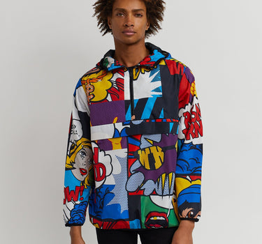 Comic Print Half-Zip Anorak